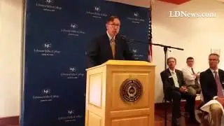 @LVC president Lewis Thayne talk ' s about the college's 448 new students on the campus this fall. #