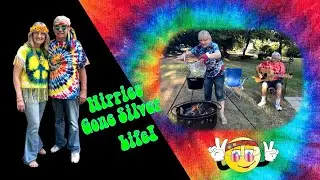 Outdoor cooking with Hippies Gone Silver; pinto beans cooked in cast iron pot over open fire!
