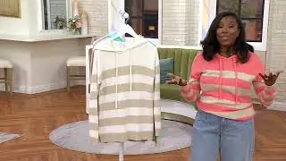 Belle Beach by Kim Gravel Seaside Sand Bar Stripe Hoodie on QVC