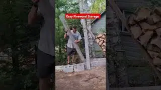 Quick & Easy Firewood Storage using 2 cinder blocks #firewood #campfire #cottage #fireplace #diytips
