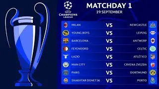 UEFA Champions League 2023/24 Matchday 1 Fixtures | Champions League