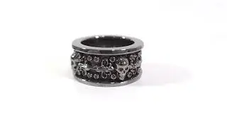 Garnet Skull Wedding Band Fleur De Lis Skull Band Badass Biker Ring