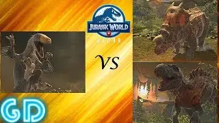 Jurassic World Alive - Utahraptor vs Einiasuchus + Spinotahraptor