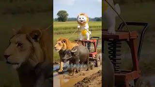😱😂billee sher aur bhains ko pakad kar khet jotava #rahee hai #trending viral #video cartoon