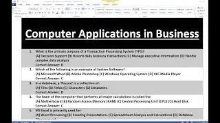 Computer Applications in Business MCQs | ACCOUNTS ASSISTANT (BS-15) B.Com Mcqs | PPSC Exam Prep.