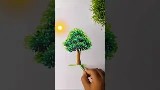 🤯How To Draw Tree using Oil Pastel/ I will teach you in a minute #shorts #howtodrawtree #oilpastel