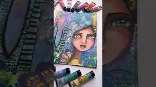 Making a Portrait With Mixed Media #portrait #mixmedia #asmr #artshorts