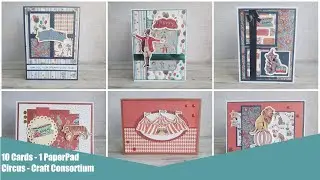 🎪🎫🎪10 Cards - Circus PaperPad || Craft Consortium