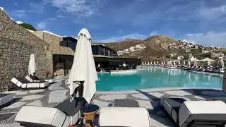 #Mykonos: Myconian Imperial - public areas and main pool with dramatic view to Elia Beach Mykonos.