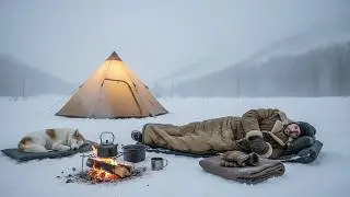Misty Mountain Pass Camping with My Dog &middot; Pyramid Inflatable Hot Tent &middot; Waiting Dawn ASMR