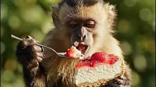 Cutest Monkey Eating Compilation Ever &mdash; AI ASMR Comfort Video | #oddlysatisfying #relaxing