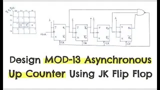 DESIGN MOD 13 ASYNCHRONOUS UP COUNTER USING JK FLIP FLOP | Hindi |