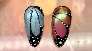 Cat eye butterfly nails two ways