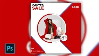 Winter Sale Banner Design in Adobe Photoshop CC 2018 | Storm Brain