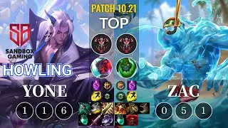 SB Howling Yone vs Zac Top - KR Patch 10.21