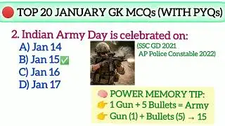 IMPORTANT DAYS AND DATES OF JANUARY 2026 | Memory Tricks 🧠 | SSC, RRB NTPC, UPSC, APPSC