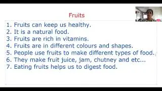 Essay on Fruits. English essay on fruits for primary children. Let's write on fruits.Grade 4 and 5.