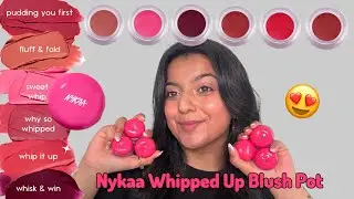 Nykaa Whipped Up Blush Pot Review + Swatches | ALL SHADES 😍 #nykaa #nykaabeauty #nykaacosmetics 