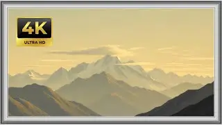 Alpine Horizon in Soft Gold | Luxury TV Wallpaper Art for Executive Spaces