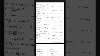 Integration Class 12 MCQs Practice Questions pdf | Integration MCQs pdf |#shorts #maths #integration
