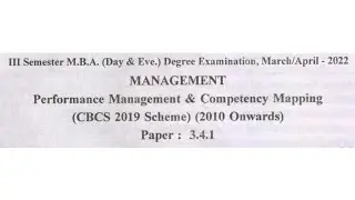 Performance Management and Competency Mapping 2022 Question Paper | MBA 3rd sem