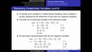 INDE 4003: 033 Removing Unrestricted Variables and Switching Between Constraint and Objective Types