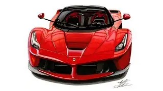 Realistic Car Drawing - Ferrari Laferrari - Time Lapse