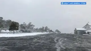 Snow falls in Tasmania on the second day of summer