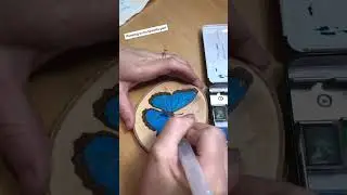 Watercolor butterfly painting on wood#woodburning #butterfly #painting #woodart