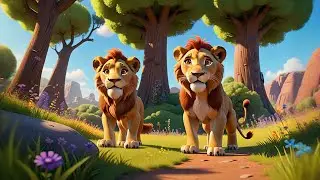 Two Laughing Lions Roar with Glee | Jungle Animal Song for Kids | Fun Counting Nursery Rhyme