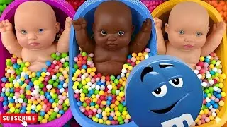 Full of 3 Rainbow BathTubs Candy with M&M's & Magic Slime Cutting Video