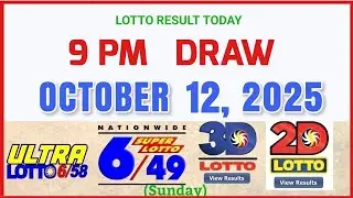 LOTTO RESULT TODAY 9PM Draw October 12, 2025 PCSO
