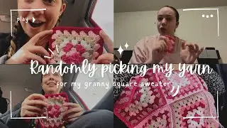 Randomly picking my yarn crochet challenge! Stash bust,crochet sweater,crochet granny squares w me 💕
