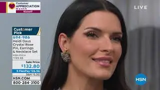 Heidi Daus Crystal Rose Pin, Earrings and Necklace Set