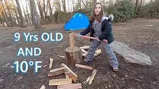 WINTER CAMPING ON A MOUNTAIN TOP 10°F IN A HOT TENT - DAD DAUGHTER TRIP