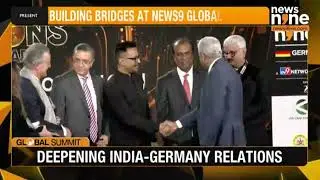 Ajit Isaac receiving the Global Workforce Icon Award at News9 Global Summit2024 - Stuttgart, Germany