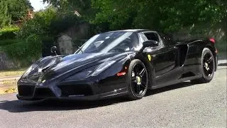 2x Black Ferrari Enzo on the Road | LOUD Revs, BRUTAL Start up + Acceleration Sounds