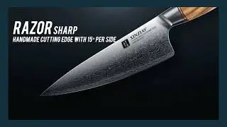 Professional Chef Knife Demo &ndash; 73-Layer Damascus Steel Edge