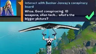 Interact with Bunker Jonesy's conspiracy board - Fortnite