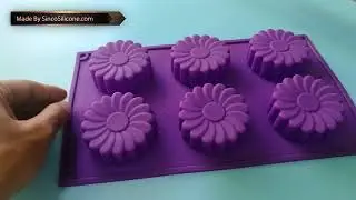 6 Cavity Silicone Flower Soap Mold Mixed Flower shapes Cupcake Backing mold pan