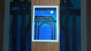 Train Scenery Painting | Easy Oil Pastel Drawing 🚆#shortsfeed #art #train #shorts #drawing #diy