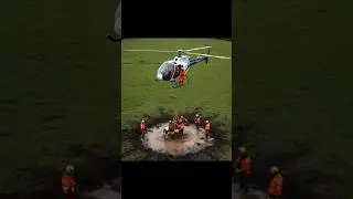 Cow Airlifted from a Muddy Bog by Helicopter in Lyon, France #shorts #animalrescue #love #survival