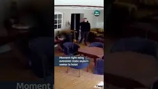 Moment right-wing extremist stabs asylum seeker in hotel #itvnews #shorts