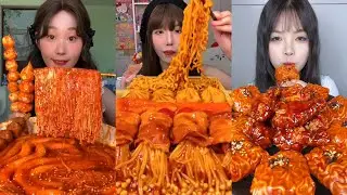 ASMR SPICY CHICKEN NOODLES, CRISPY BITES, AND SMOKY ENOKI | LATE NIGHT FOOD HEAVEN