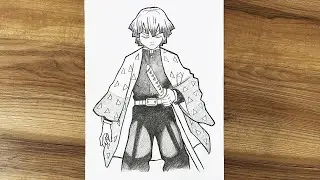 How to draw Zenitsu Agatsuma full body || Zenitsu drawing full body