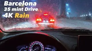 35 Mint Drive in Heavy Rain 🌧️ Barcelona 4K