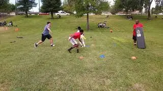 Teaching open field running and blocking 🏈