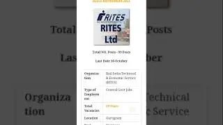 Rail India Technical & Economic Service - RITES Recruitment 2021 - Last Date 16 October