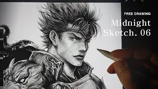 [Midnight Sketch] RPG Character Drawing Armor Warrior Game Concept Art Procrite 06