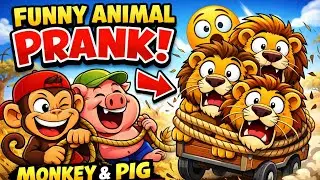 Funny Monkey & Pig Prank Lions 😂 | Viral Animal Comedy